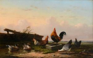 van HARDENBERG Cornelius 1755-1843,Landscape with chickens and ducks by a pon,1863,Woolley & Wallis 2023-09-05