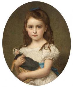 VAN HAVERMAET Pierre 1834-1897,Fillette à sa poupée,1872,Aguttes FR 2013-10-25