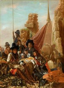 van HELT Nicolaes Stocade 1614-1669,Gentlemen at Rest,1648,Lempertz DE 2020-11-14