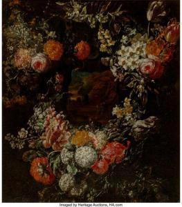 van HERCK Jacobus Melchior,A still life with a floral cartouche surrounding a,Heritage 2020-12-04