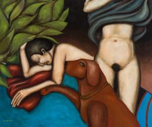VAN HERWAARDE George Stanislaus,Composition with dog and nudes,AAG - Art & Antiques Group 2015-12-14