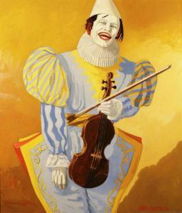 VAN HERWAARDE George Stanislaus 1938-2011,Joyeux Pierrot au violon,Campo & Campo BE 2020-09-22