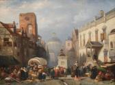 VAN HEUN Willem Maximiliaan 1812-1883,A busy day on the market,1860,Venduehuis NL 2022-11-17