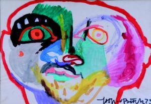 van HEUSDEN Joop 1920-2013,Abstract expressionistisch gezicht,Venduehuis NL 2008-09-10