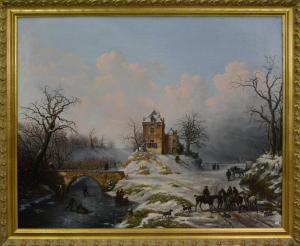 VAN HOEY JOSEPH IGNACE 1810-1892,Paysage d'hiver animé,1870,Rops BE 2017-04-09