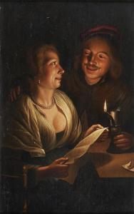 van HONTHORST Gerrit 1590-1656,Figuras com carta à luz da vela,Palacio do Correio Velho 2015-09-22