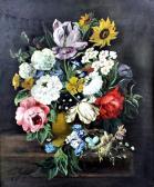 van HOOF Jakob 1912,Still life of flowers and bird's nest,Canterbury Auction GB 2016-08-02