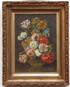 van HOOF Jakob 1912,Still Life study of mixed flowers in a bowl,Keys GB 2017-06-09