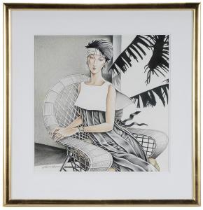 VAN HORN Dana 1950,Woman Seated In A Rattan Chair,Brunk Auctions US 2017-05-19