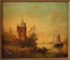 van horssen rijswijk wijnand bastiaan 1863-1931,Romantic river face with fi,1880,Twents Veilinghuis 2018-07-13