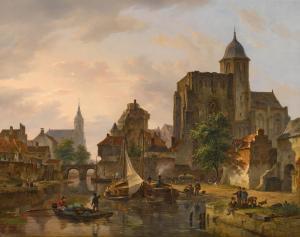 Van HOVE Bartholomeus J. 1790-1880,City view with a river,1834,Sotheby's GB 2024-04-10