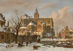 Van HOVE Bartholomeus J. 1790-1880,Oude Kerk in Delft,1858,Sotheby's GB 2023-12-07