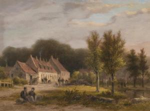 Van HOVE Bartholomeus J. 1790-1880,Villagers on a road near the bleachin,AAG - Art & Antiques Group 2023-12-11