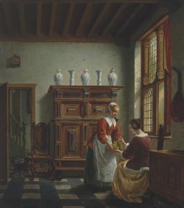 VAN HOVE Hubertus 1814-1865,A maid serving fruit,Christie's GB 2021-12-16