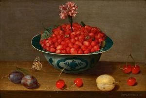 van HULSDONCK Jacob,Stillleben mit Walderdbeeren in Wanli Kraak Schale,Dobiaschofsky 2023-11-08