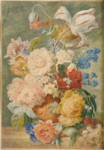 van HUYSUM Jan 1682-1749,Flowers in a terracotta vase on a marble,1739,Shapes Auctioneers & Valuers 2009-03-07