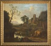 van HUYSUM Jan 1682-1749,LANDSCAPE WITH VILLAGE, THE RIVER AND FISHERMAN,Babuino IT 2014-10-28