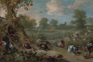 van KESSEL Jan I 1626-1679,A scene from Aesop's Fables: The Porcupine and the,Christie's 2011-12-06