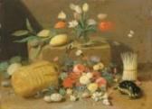van KESSEL Jan II 1641-1680,An overturned basket of flowers with a tortoise,Christie's GB 2017-12-07