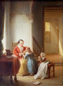 van KIERS HAANEN Elisabeth Alida,An elegant mother and her two young daughters,Venduehuis 2019-05-22