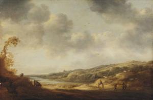 van KNIBBERGEN François 1597-1670,A river landscape with travellers on a path,Christie's 2013-05-07
