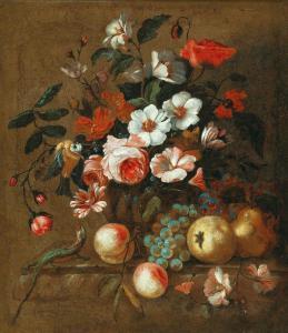 van KOUWENBERGH Philip 1671-1729,Flowers in a vase and fruit on a ledge,Palais Dorotheum 2019-12-18
