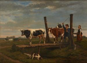 van KUYCK Frans Pieter 1852-1915,Le passage de la passerelle,1860,Horta BE 2020-10-12