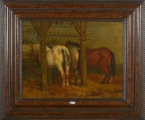 van KUYCK Frans Pieter 1852-1915,Les chevaux à l\’écurie,VanDerKindere BE 2022-09-06