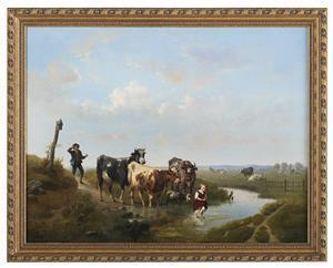 van KUYCK Jean Louis 1821-1871,Crossing the Creek,New Orleans Auction US 2021-10-24
