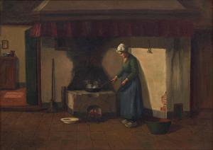 van LANGEN Hendrik. Johan. Fr. 1874-1964,Woman Cooking,Strauss Co. ZA 2023-10-09
