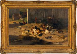 van LEEMPUTTEN Cornelis 1841-1902,Barnyard Scene,1872,Cottone US 2024-01-24
