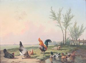 van LEEMPUTTEN Cornelis 1841-1902,Cockerel and chickens in a landscape,Bonhams GB 2008-02-26