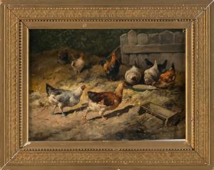 van LEEMPUTTEN Cornelis 1841-1902,Greedy Fowls,Eldred's US 2023-02-03