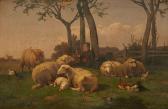 van LEEMPUTTEN Cornelis 1841-1902,L'oiseleur entouré de moutons,Horta BE 2016-06-20