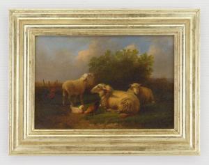 van LEEMPUTTEN Cornelis 1841-1902,Sheep and Chickens in a Landscape,1870,Rachel Davis US 2024-03-23