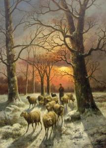 van LEEMPUTTEN Cornelis 1841-1902,Shepherdess with Her Flock at Sunset,William Doyle US 2016-06-08