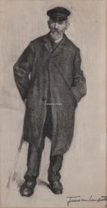 van LEEMPUTTEN Frans 1850-1914,Homme avec casquette et canne,Campo & Campo BE 2023-10-24