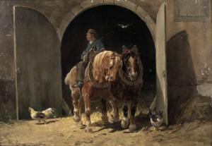 van LEEMPUTTEN Frans 1850-1914,Mit den Pferden vor der Scheune,Peter Karbstein DE 2022-10-22