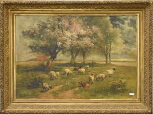 van LEEMPUTTEN Jean Baptiste 1831-1924,Chèvres et moutons au verger,Rops BE 2019-11-10