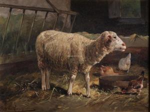 van LEEMPUTTEN Jean Baptiste 1831-1924,Mouton à l'étable,Campo & Campo BE 2018-09-08