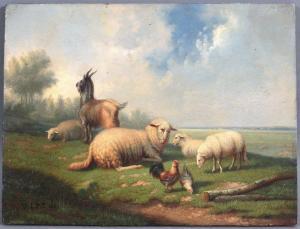 van LEEMPUTTEN Jean Baptiste 1831-1924,Scène bucolique avec chèvre, moutons ,1880,Millon & Associés 2018-07-08
