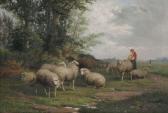 van LEEMPUTTEN Jef Louis 1865-1948,Herderin met schapen in landschap,Bernaerts BE 2015-06-15
