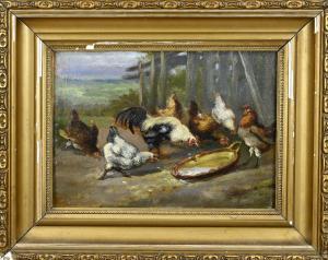 van LEEMPUTTEN Jef Louis 1865-1948,Poultry at water tank,1900,Twents Veilinghuis NL 2024-01-11