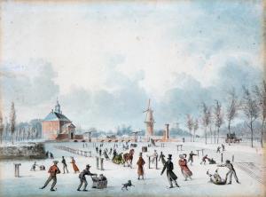 VAN LEEUWEN J 1900-1900,Schaatsers op de Buitensingel voor de Utrechtse Po,Venduehuis NL 2016-05-25