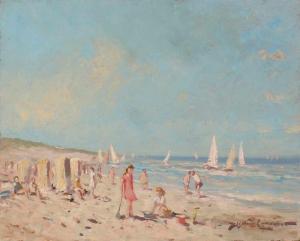 VAN LEEUWEN Johannes Jacobus Hendrikus,In summer beach scene with Figs,Twents Veilinghuis 2017-04-14