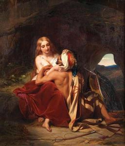 van LERIUS Joseph 1823-1876,Oosters liefdestafereel in grot,1847,Bernaerts BE 2014-12-02