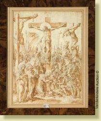 VAN LEYDEN Aertgen, Aert Claesz 1498-1564,LaCrusifixion, encre et lavis sur papier co,VanDerKindere 2008-03-18