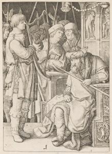 Van LEYDEN Lucas 1494-1533,David Playing the Harp Before Saul,c.1508,Swann Galleries US 2024-04-18