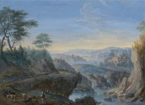 van LINT Hendrik Frans 1684-1763,A mountainous wooded river landscape,Christie's GB 2012-05-04