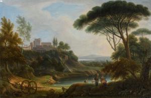 van LINT Hendrik Frans 1684-1763,PAESAGGIO CON BORGO ANTICO E VIANDANTI,Babuino IT 2023-03-28